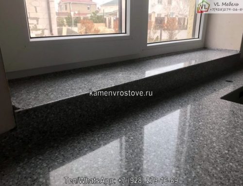 Серая глянцевая угловая столешница для кухни из искусственного камня на заказ