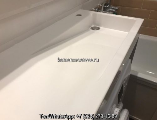 Заказать недорогую белую глянцевую столешницу для ванной